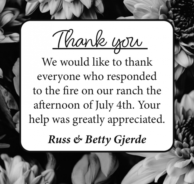 Thank You First Responders, Russ & Betty Gjerde