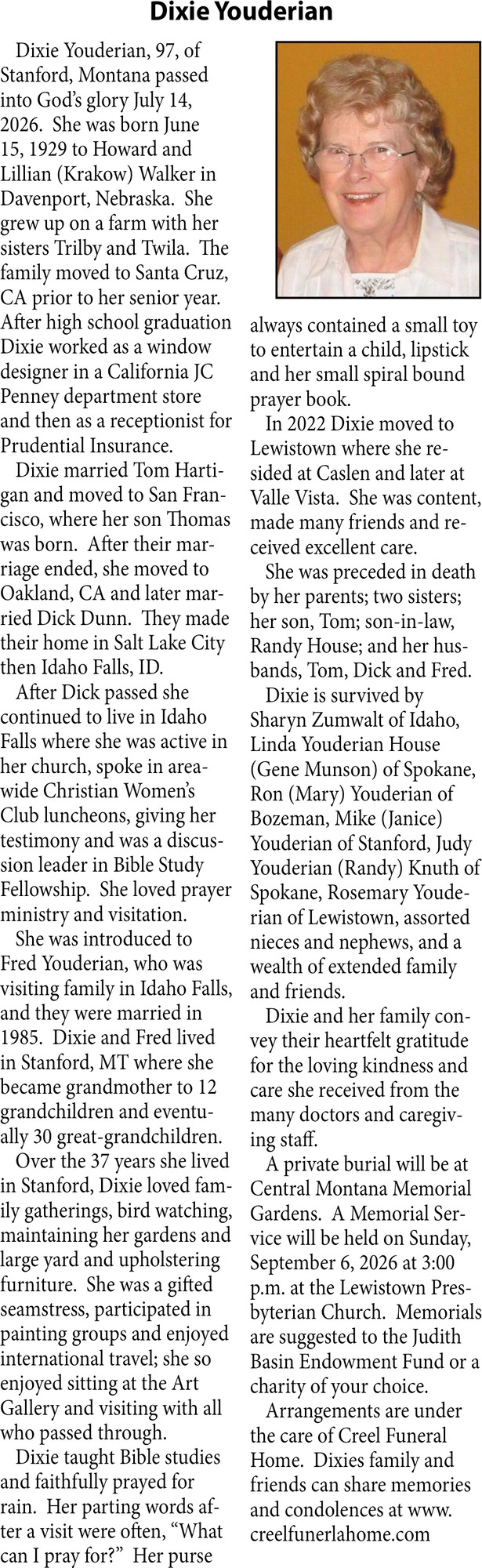 Honoring The Life   , Dixie Youderian
