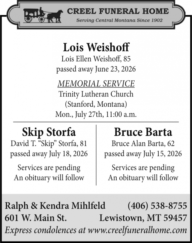 Trusted Funeral Home , Creel Funeral Home, Lewistown, MT