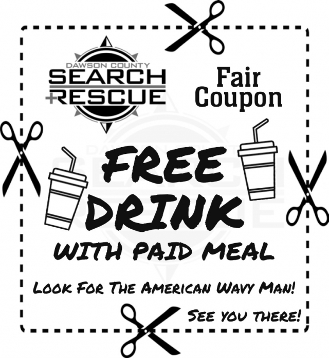 Free Drink With Meal, Dawson County Search & Rescue