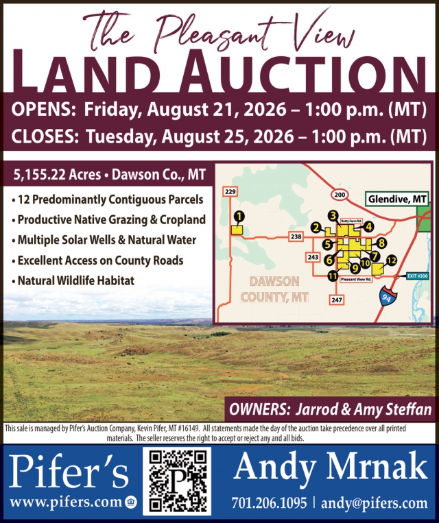 Land Auction Now Open, Pifer's Auction & Realty, Bowman, ND