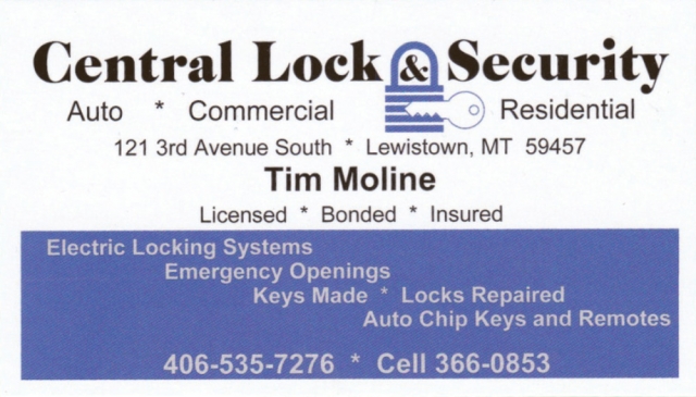 Emergency Lockout Service, Central Lock & Security, Lewistown, MT