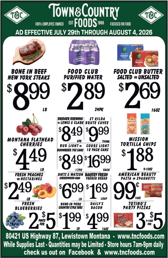 Shop Local Grocery Deals, Town & Country Foods - Lewiston, Lewistown, MT