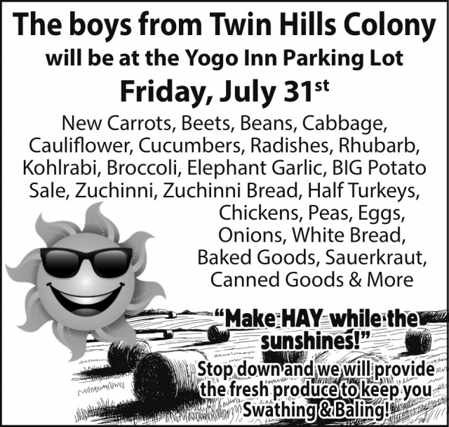 Fresh Veggies & Baked Goods, Twin Hills Colony at The Yogo Inn Parking Lot, Lewistown, MT