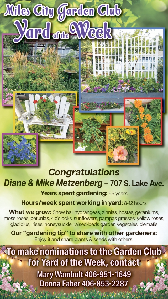 Yard Of The Week Winners, Miles City Garden Club