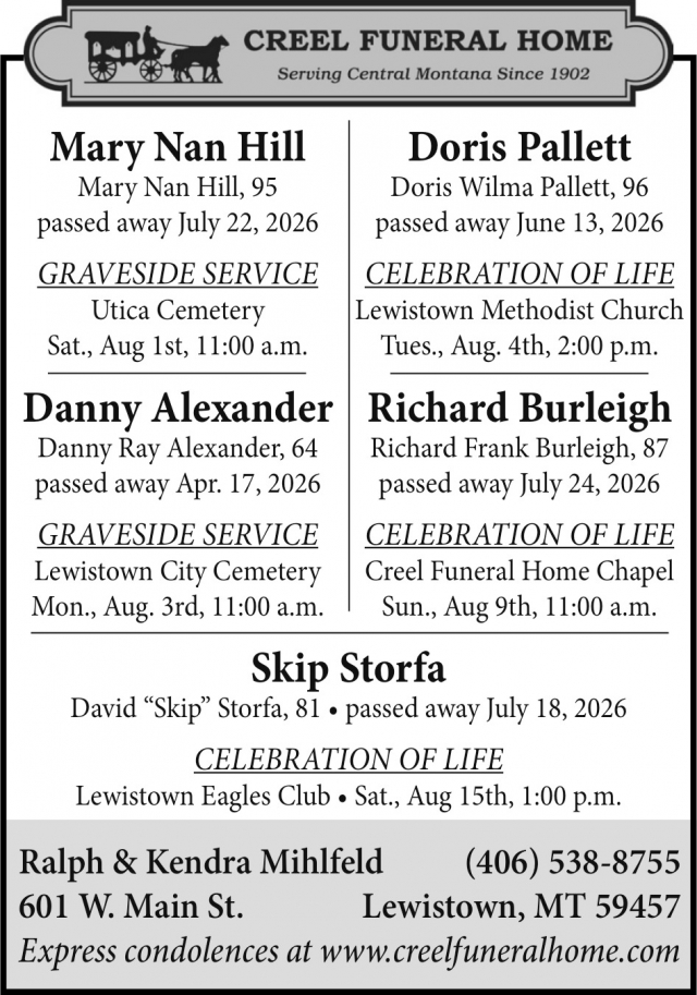 Community Funeral Care , Creel Funeral Home, Lewistown, MT