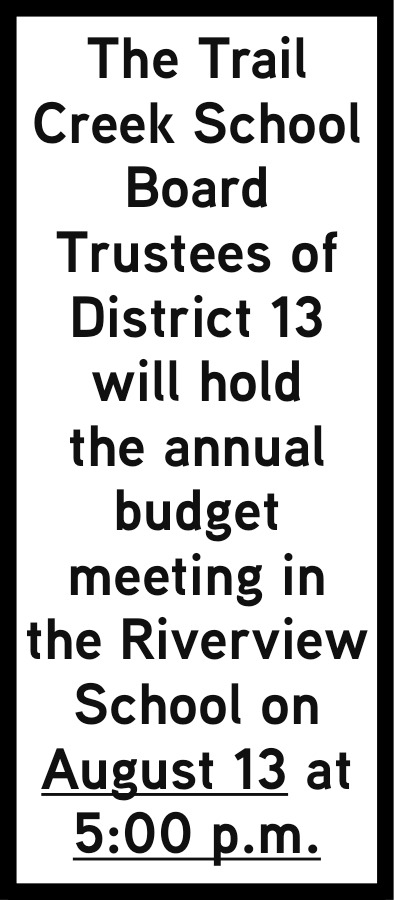 Annual Budget Meeting, Trail Creek School District 13, Volborg, MT