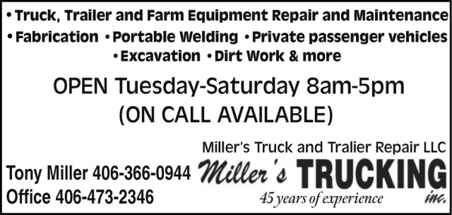 Your On-Call Repair Shop, Miller's Truck and Trailer Repair LLC