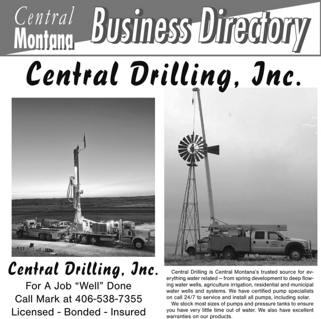 Trusted Water Well Drilling, Central Drilling, Inc., Lewistown, MT