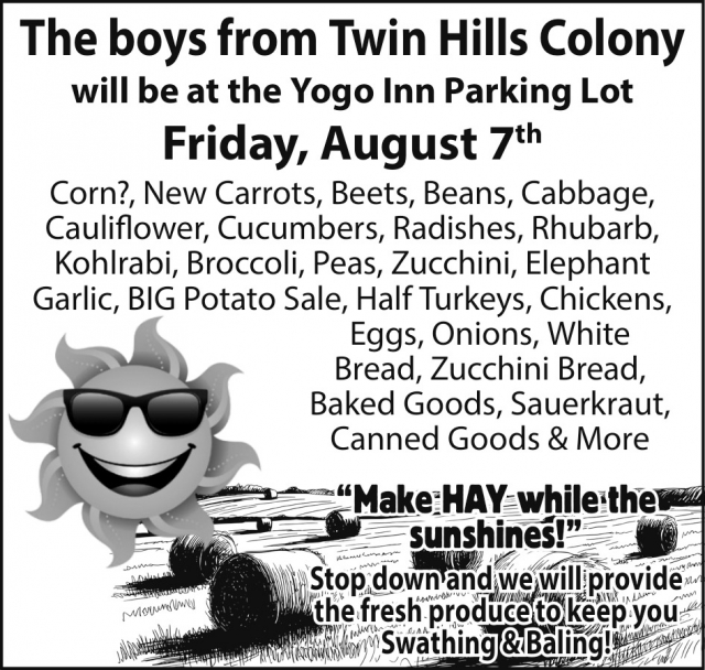 Fresh Farm Produce Sale, Twin Hills Colony at The Yogo Inn Parking Lot, Lewistown, MT