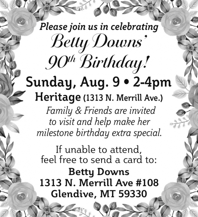 90th Birthday Celebration, Betty Downs