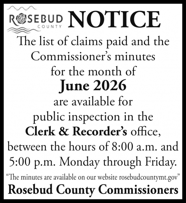 Public Records Notice, Rosebud County, Forsyth, MT