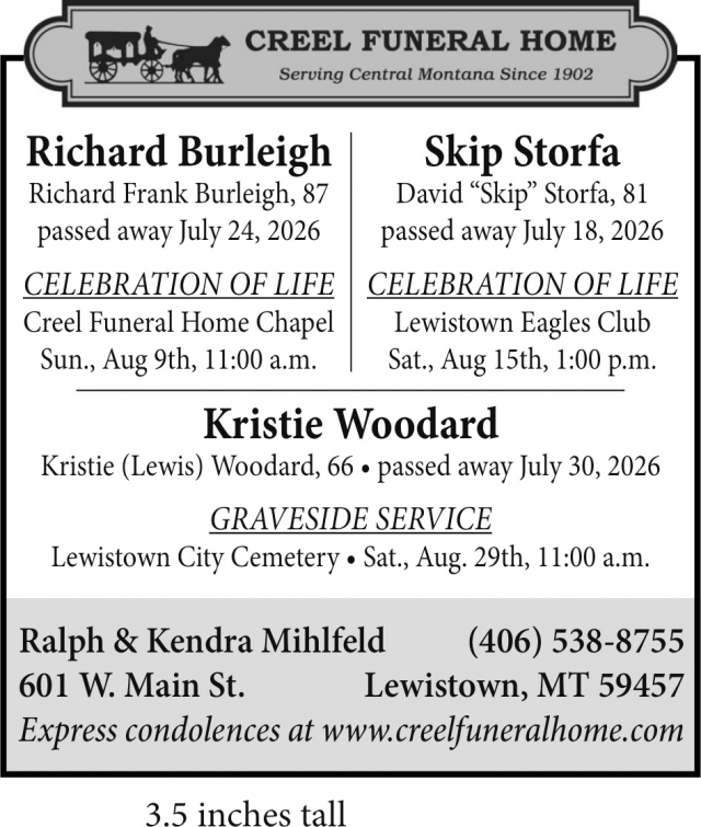 Trusted Funeral Home Care, Creel Funeral Home, Lewistown, MT