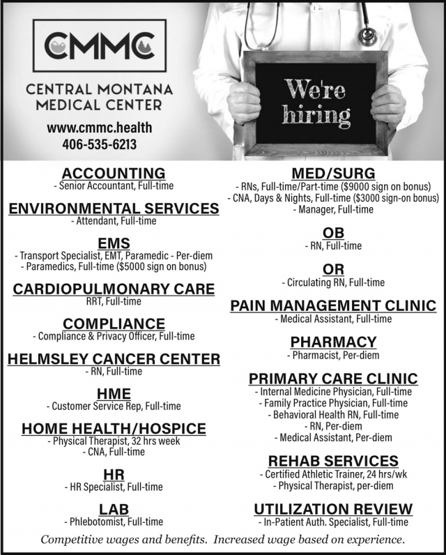 Healthcare Careers Jobs, Central Montana Medical Center, Lewistown, MT