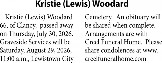 In Loving Memory, Kristie Woodard