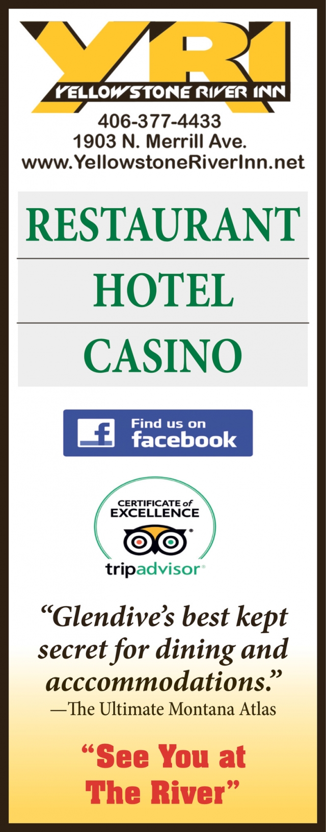 Restaurant, Hotel & Casino, Yellowstone River Inn, Glendive, MT