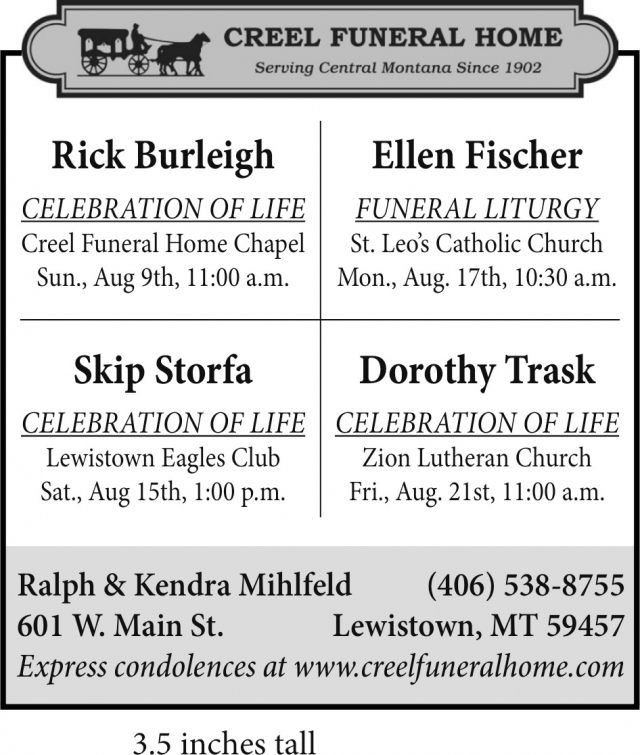 Trusted Funeral Home Care , Creel Funeral Home, Lewistown, MT