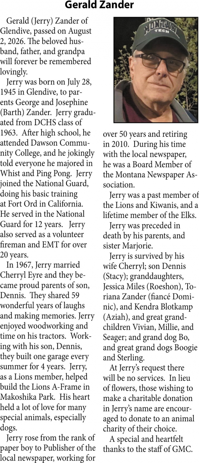 In Loving Memory, Gerald Zander