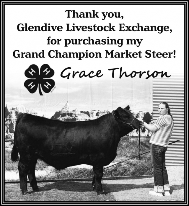 Thank You Glendive Livestock Exchange, Grace Thorson, Glendive, MT