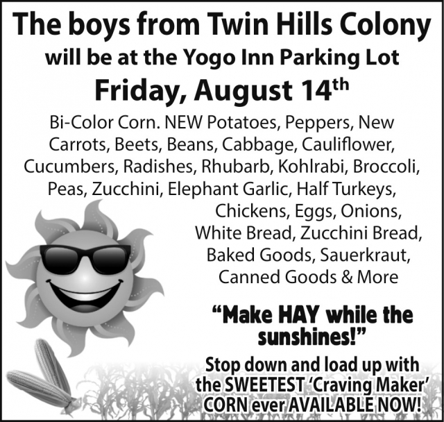 Local Farm Produce Day, Twin Hills Colony at The Yogo Inn Parking Lot, Lewistown, MT