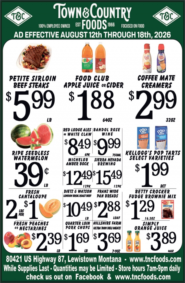 Grocery Savings This Week, Town & Country Foods - Lewiston, Lewistown, MT
