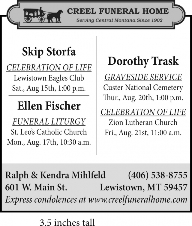 Funeral & Memorial Services, Creel Funeral Home, Lewistown, MT