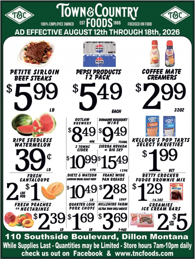 Supermarket Weekly Sale, Town & Country Foods - Dillon, Dillon, MT