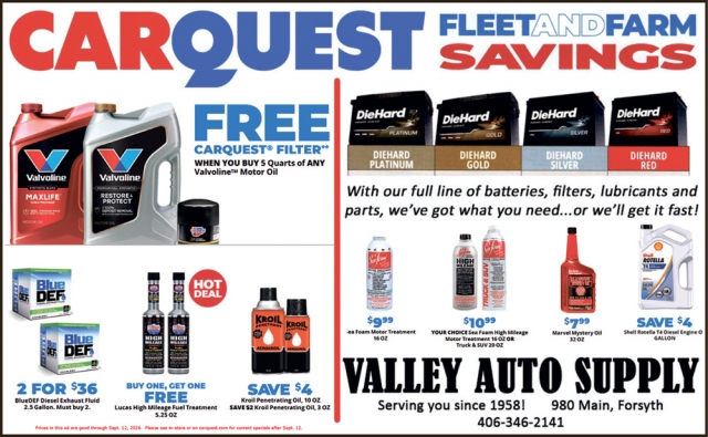 Auto Parts Deals & Savings, Valley Auto Supply, Forsyth, MT
