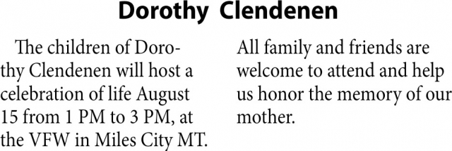In Loving Memory, Dorothy Clendenen