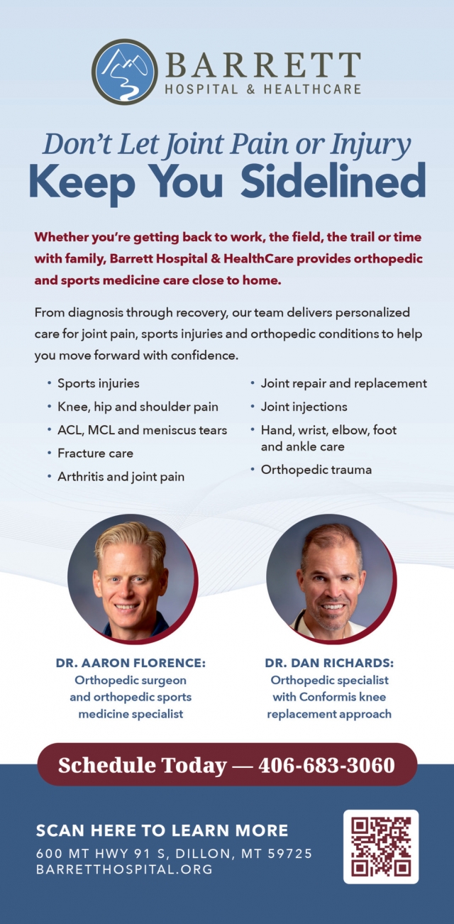 Orthopedic Trauma Care, Barrett Hospital & Healthcare, Dillon, MT