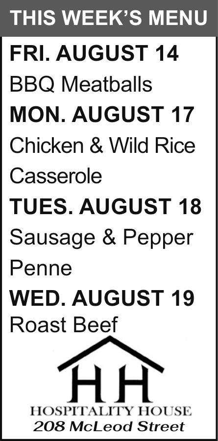 Community Meals This Week, Hospitality House, Big Timber, MT