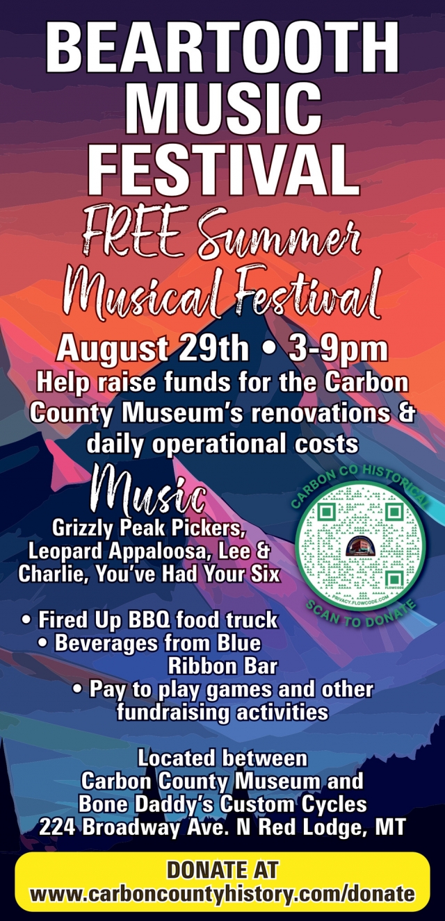 Live Music Fundraiser, Beartooth Music Festival - August 29, 2026