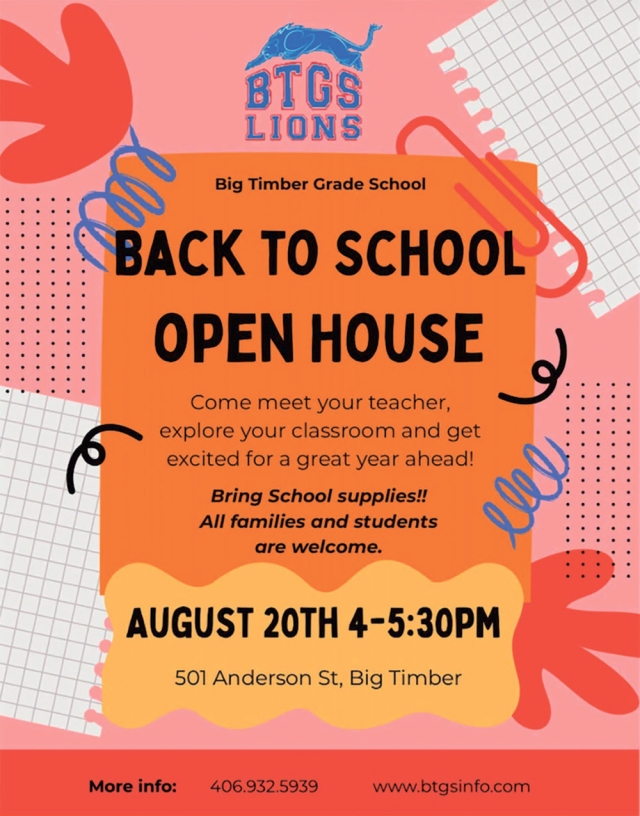 Back To School Open House, Big Timber Grade School, Big Timber, MT