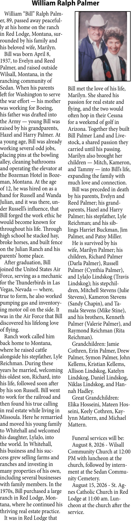 In Loving Memory, William Ralph Palmer