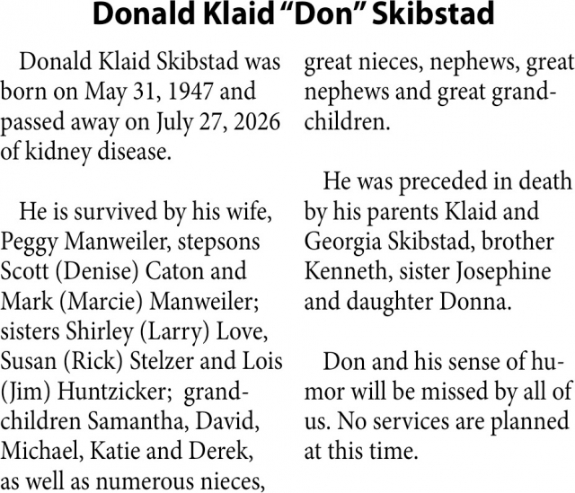 Celebration Of Life, Donald Klaid Skibstad
