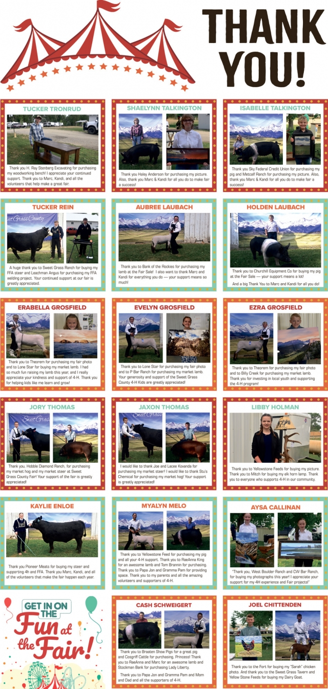 Thank You Community!, Sweet Grass County Fair 2026, Big Timber, MT
