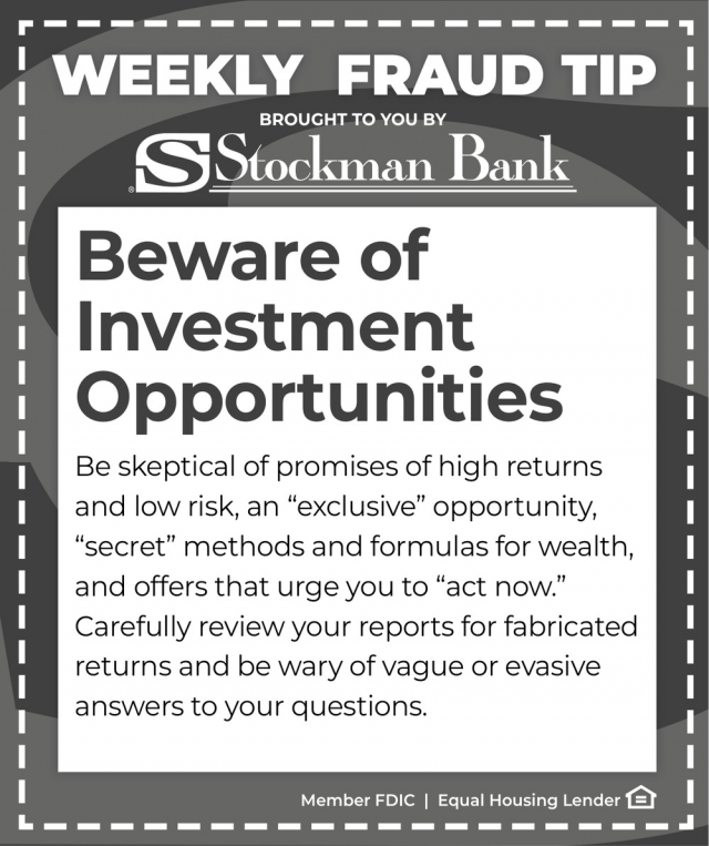 Protect Your Money, Stay Sharp, Stockman Bank