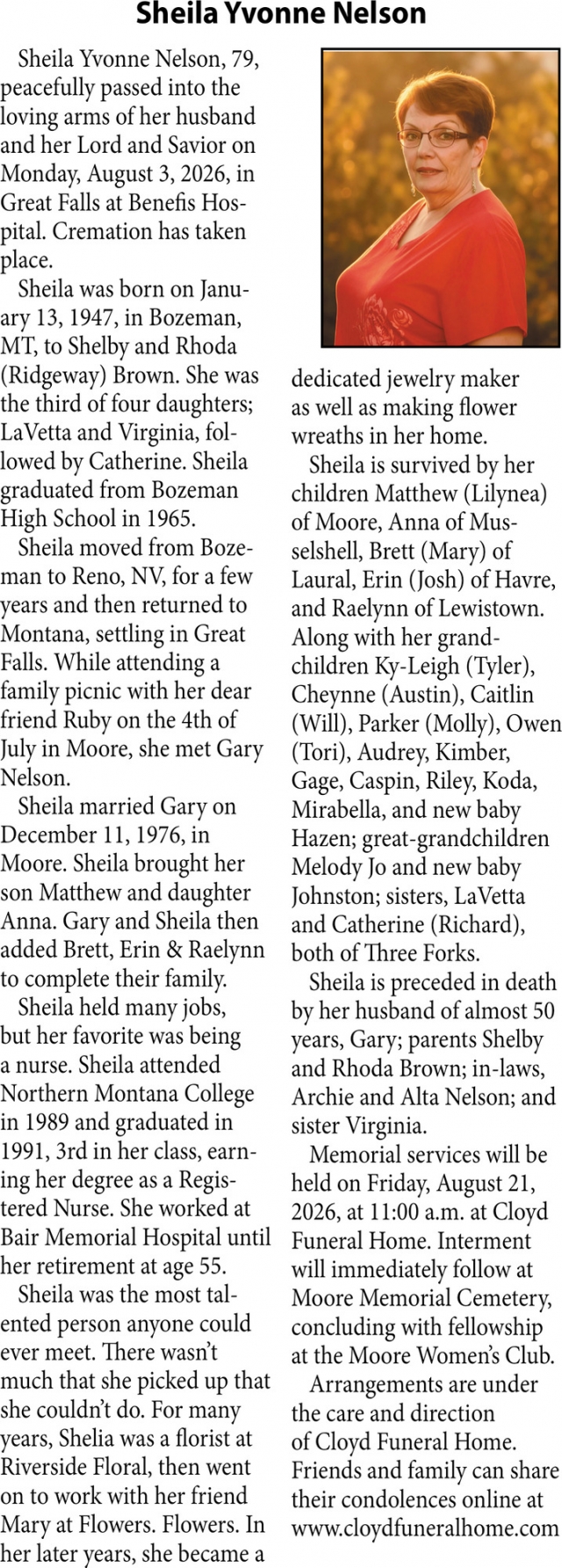 Celebration Of Life, Sheila Yvonne Nelson