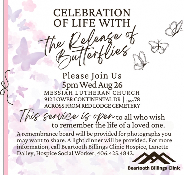 Come Together in Remembrance, Celebration of Life: Butterfly Release - August 26, 2026