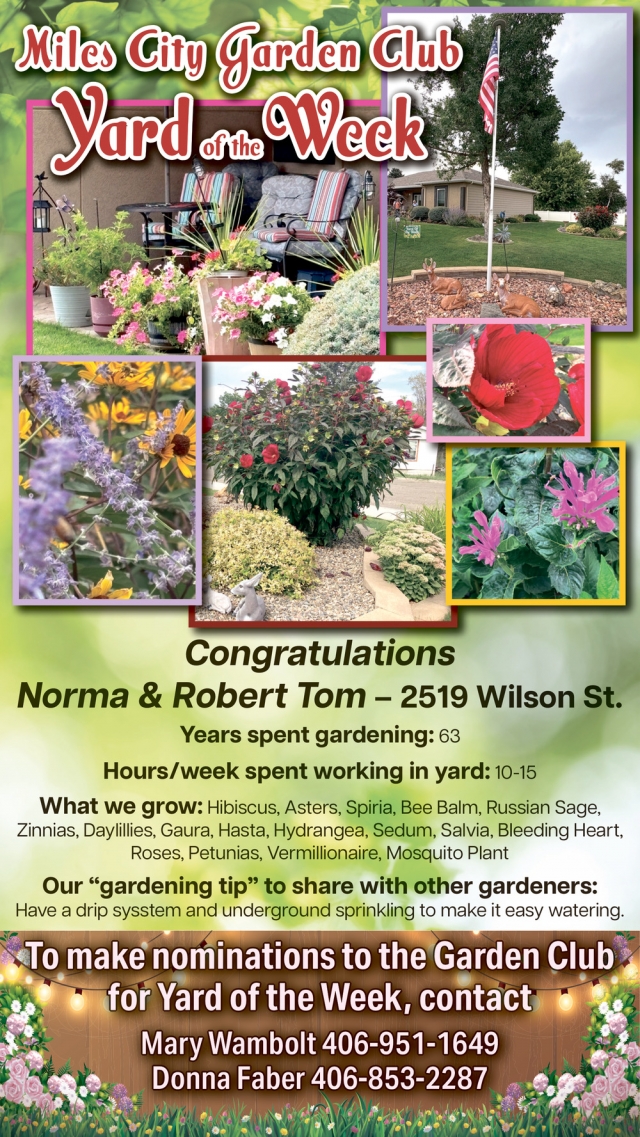 See This Week's Winning Yard, Miles City Garden Club