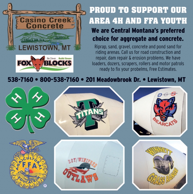 Proud to Support Local Youth, Casino Creek Concrete