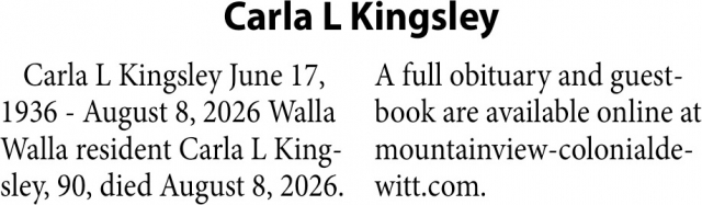 Celebration of Life, Carla L. Kingsley