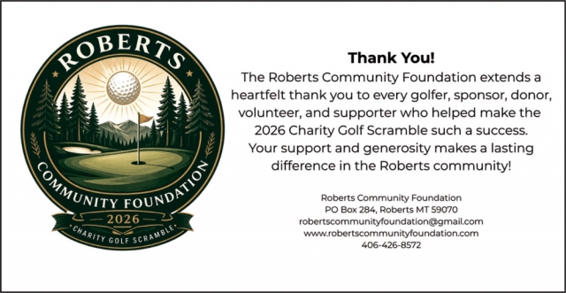 Thank You, Community Heroes, Roberts Community Foundation, Roberts, MT