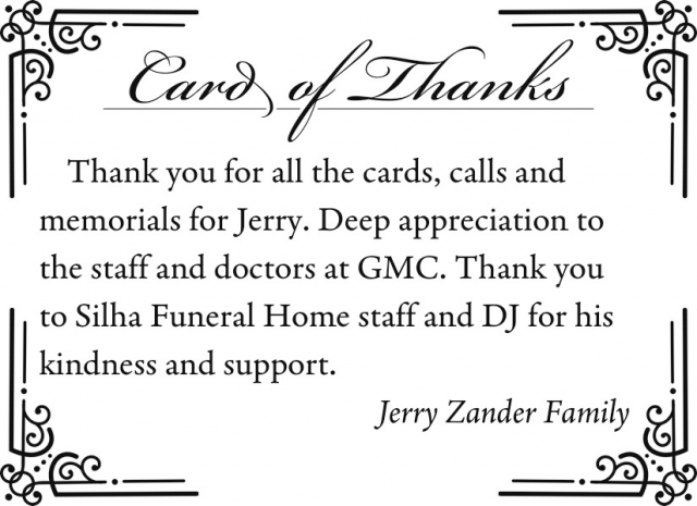 Thank You, Community!, Jerry Zander Family