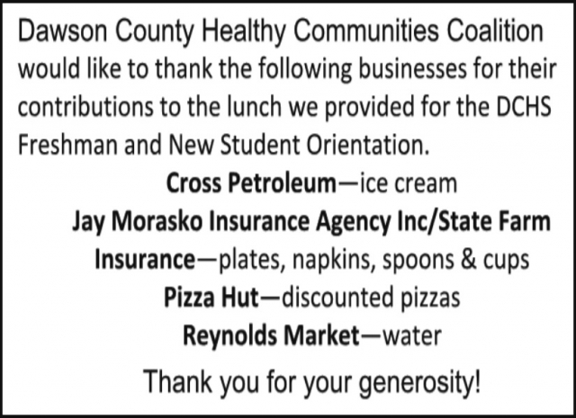 Thank You, Local Businesses, Dawson County Healthy Communities Coalition , Glendive, MT