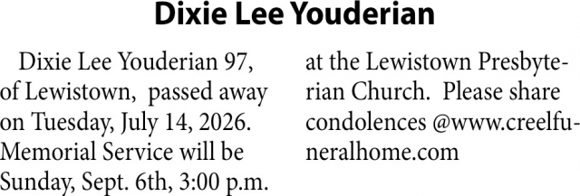 In Loving Memory, Dixie Lee Youderian