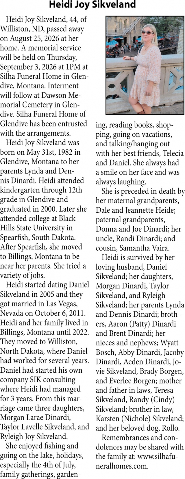 In Loving Memory, Heidi Joy Sikveland