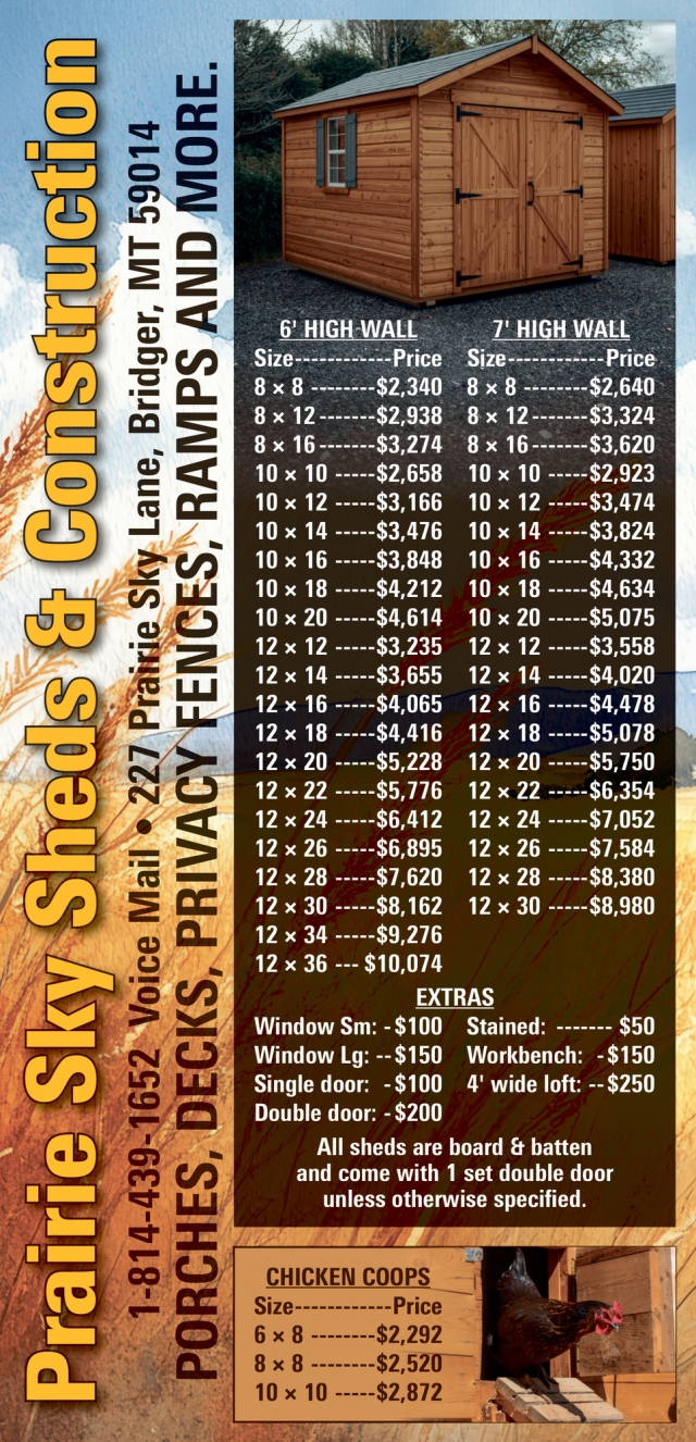 Sheds Built to Last, Priced Right, Prairie Sky Sheds & Construction