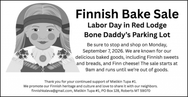 Fresh Baked, While It Lasts, Finnish Bake Sale - September 7, 2026