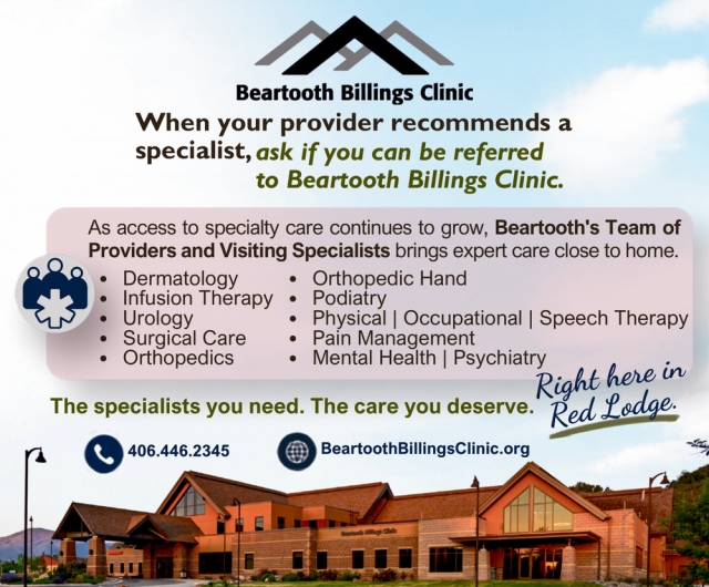 Expert Specialists, Close By, Beartooth Billings Clinic, Red Lodge, MT